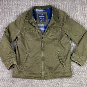 Vintage American Eagle Jacket Mens Large Tall Flannel Lined Field Military Green